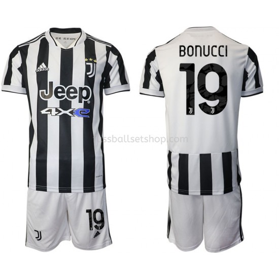 Günstige Fußball Trikotsatz Juventus Turin Leonardo Bonucci 19 Kinder Heimtrikot 2021-2022 Kurzarm