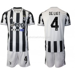 Günstige Fußball Trikotsatz Juventus Turin Matthijs de Ligt 4 Kinder Heimtrikot 2021-2022 Kurzarm