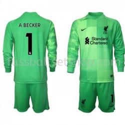 Günstige Fußball Trikotsatz Liverpool Torwart Alisson Becker 1 Kinder Heimtrikot 2021-2022 Langarm
