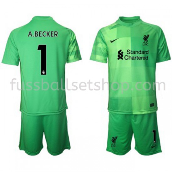 Günstige Fußball Trikotsatz Liverpool Torwart Alisson Becker 1 Kinder Heimtrikot 2021-2022 Kurzarm