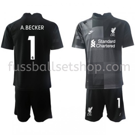 Günstige Fußball Trikotsatz Liverpool Torwart Alisson Becker 1 Kinder Ausweichtrikot 2021-2022 Kurzarm
