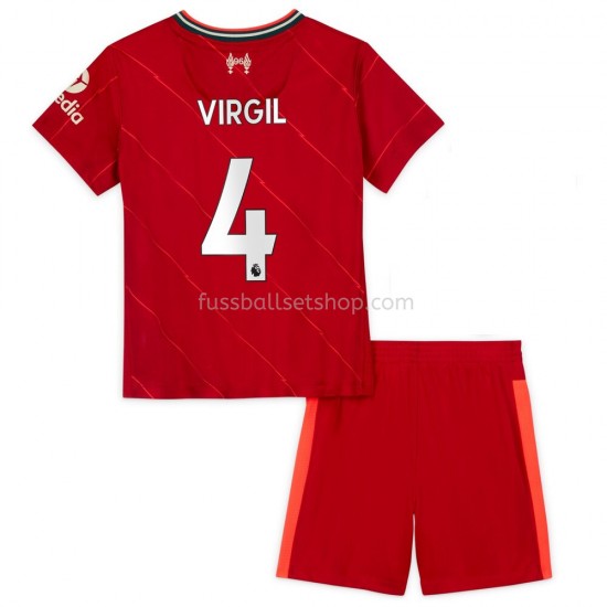 Günstige Fußball Trikotsatz Liverpool Virgil van Dijk 4 Kinder Heimtrikot 2021-2022 Kurzarm
