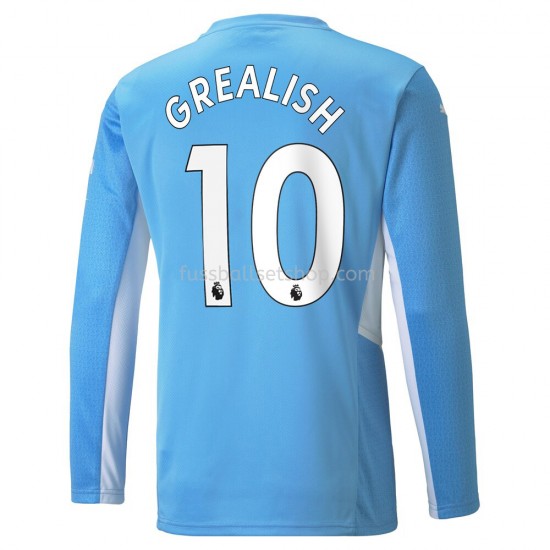 Günstige Fußball Trikotsatz Manchester City Jack Grealish 10 Heimtrikot 2021-2022 Langarm