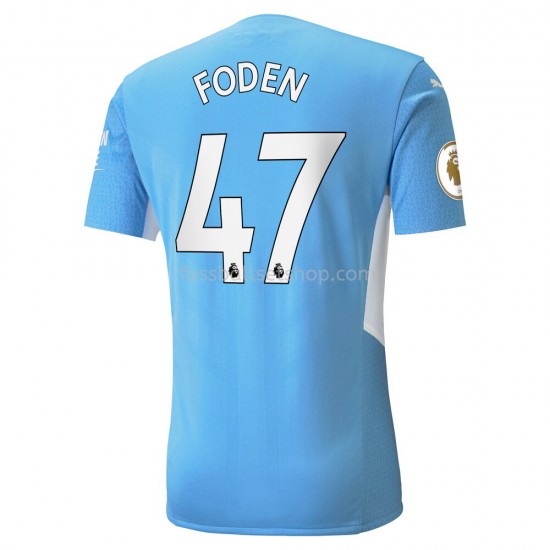 Günstige Fußball Trikotsatz Manchester City Phil Foden 47 Heimtrikot 2021-2022 Kurzarm