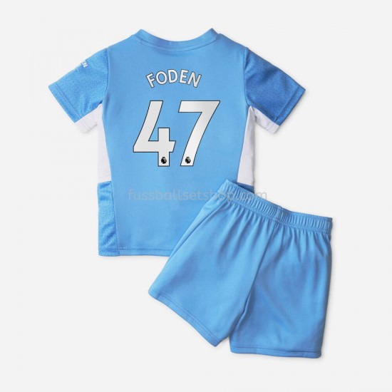 Günstige Fußball Trikotsatz Manchester City Phil Foden 47 Kinder Heimtrikot 2021-2022 Kurzarm