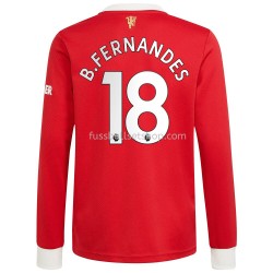Günstige Fußball Trikotsatz Manchester United Bruno Fernandes 18 Heimtrikot 2021-2022 Langarm