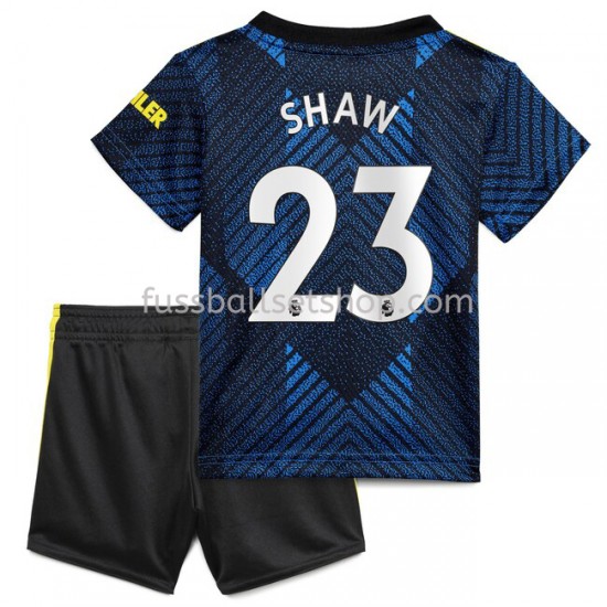 Günstige Fußball Trikotsatz Manchester United Luke Shaw 23 Kinder Ausweichtrikot 2021-2022 Kurzarm