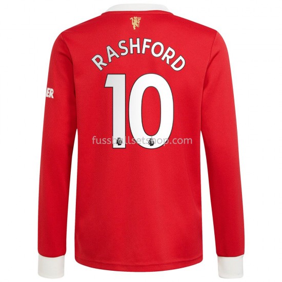 Günstige Fußball Trikotsatz Manchester United Marcus Rashford 10 Heimtrikot 2021-2022 Langarm