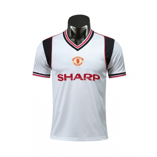 Günstige Fußball Trikotsatz Manchester United Retro Auswärtstrikot 1985 Kurzarm