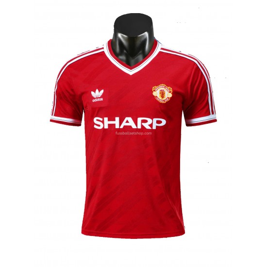 Günstige Fußball Trikotsatz Manchester United Retro Heimtrikot 1986 Kurzarm