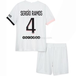 Günstige Fußball Trikotsatz Paris Saint-Germain Sergio Ramos 4 Kinder Auswärtstrikot 2021-2022 Kurzarm