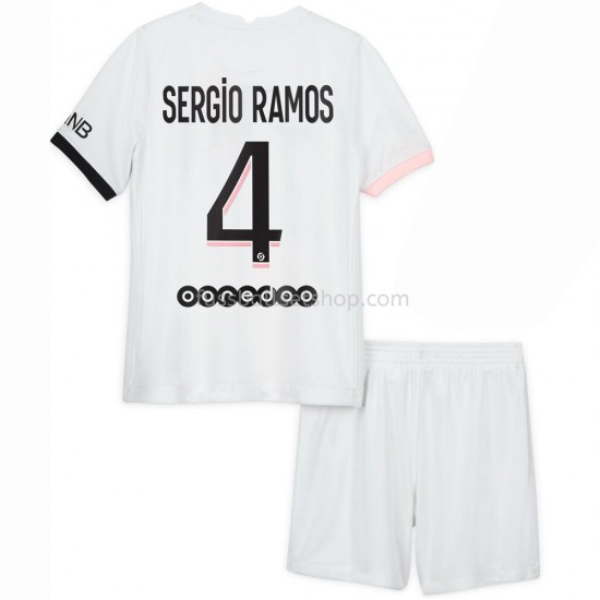 Günstige Fußball Trikotsatz Paris Saint-Germain Sergio Ramos 4 Kinder Auswärtstrikot 2021-2022 Kurzarm