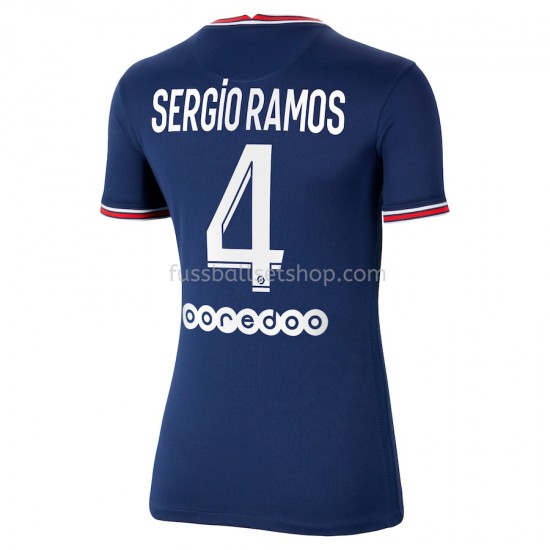 Günstige Fußball Trikotsatz Paris Saint-Germain Sergio Ramos 4 Frauen Heimtrikot 2021-2022 Kurzarm
