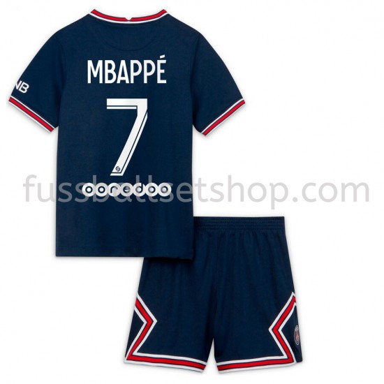Günstige Fußball Trikotsatz Paris Saint-Germain PSG Kylian Mbappé 7 Kinder Heimtrikot 2021-2022 Kurzarm