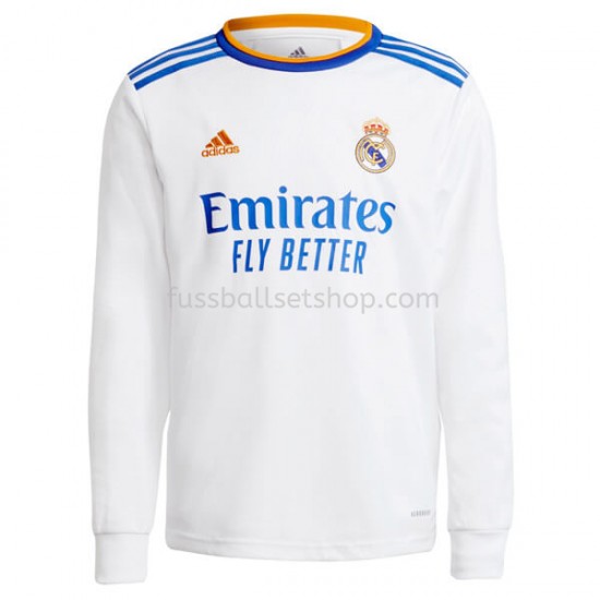 Günstige Fußball Trikotsatz Real Madrid Heimtrikot 2021-2022 Langarm