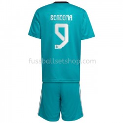 Günstige Fußball Trikotsatz Real Madrid Karim Benzema 9 Kinder Ausweichtrikot 2021-2022 Kurzarm