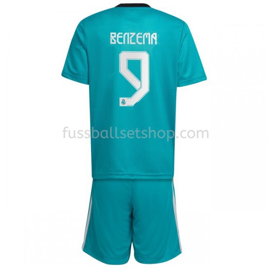 Günstige Fußball Trikotsatz Real Madrid Karim Benzema 9 Kinder Ausweichtrikot 2021-2022 Kurzarm