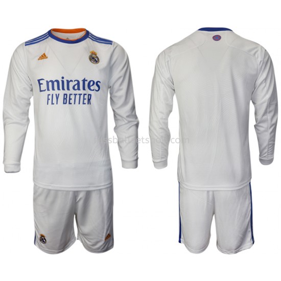 Günstige Fußball Trikotsatz Real Madrid Kinder Heimtrikot 2021-2022 Langarm