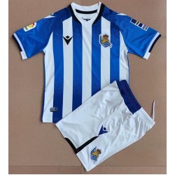 Günstige Fußball Trikotsatz Real Sociedad Kinder Heimtrikot 2021-2022 Kurzarm