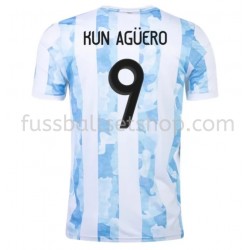 Günstige Fußball Trikotsatz Argentinien Kun Agüero 9 Heimtrikot 2021 Kurzarm
