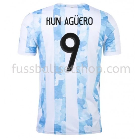 Günstige Fußball Trikotsatz Argentinien Kun Agüero 9 Heimtrikot 2021 Kurzarm