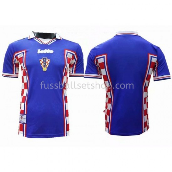 Günstige Fußball Trikotsatz Kroatien Retro Auswärtstrikot 1998 Kurzarm