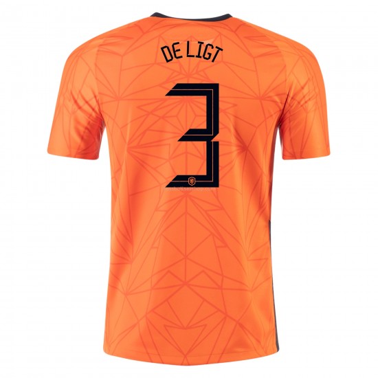 Günstige Fußball Trikotsatz Niederlande MATTHIJS DE LIGT 3 Heimtrikot EM 2020 Kurzarm