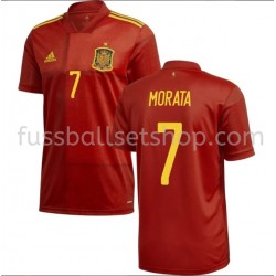 Günstige Fußball Trikotsatz Spanien Morata 7 Heimtrikot EM 2020 Kurzarm