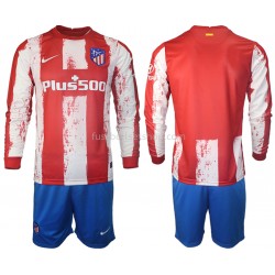 Günstige Fußball Trikotsatz Atlético Madrid Kinder Heimtrikot 2021-2022 Langarm