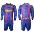 Günstige Fußball Trikotsatz FC Barcelona Kinder Ausweichtrikot 2021-2022 Langarm