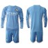 Günstige Fußball Trikotsatz Manchester City Kinder Heimtrikot 2021-2022 Langarm