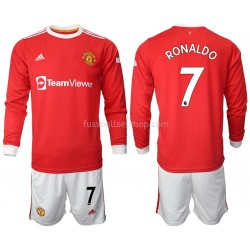 Günstige Fußball Trikotsatz Manchester United Cristiano Ronaldo 7 Kinder Heimtrikot 2021-2022 Langarm