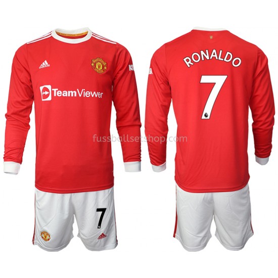 Günstige Fußball Trikotsatz Manchester United Cristiano Ronaldo 7 Kinder Heimtrikot 2021-2022 Langarm