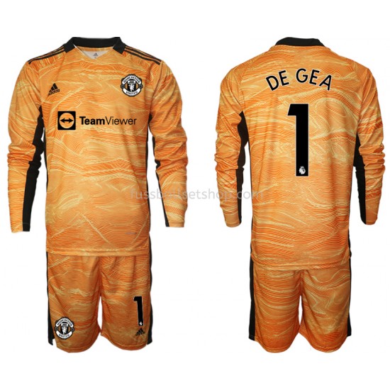 Günstige Fußball Trikotsatz Manchester United David de Gea 1 Torwart Kinder Heimtrikot 2021-2022 Langarm