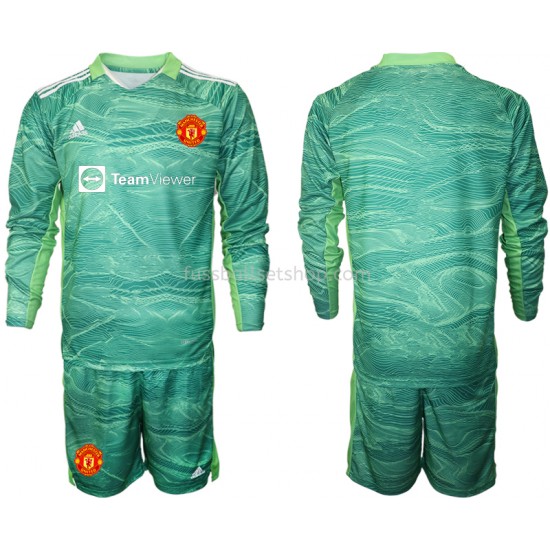 Günstige Fußball Trikotsatz Manchester United Torwart Kinder Ausweichtrikot 2021-2022 Langarm