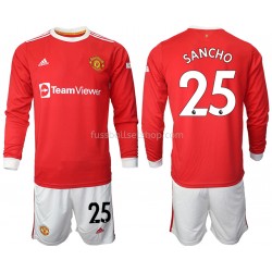 Günstige Fußball Trikotsatz Manchester United Jadon Sancho 25 Kinder Heimtrikot 2021-2022 Langarm