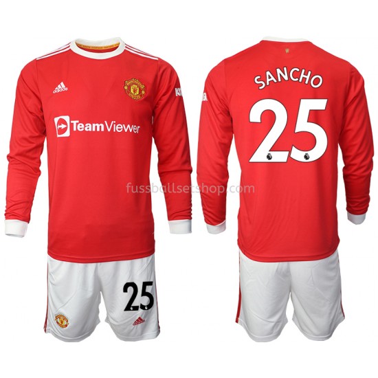 Günstige Fußball Trikotsatz Manchester United Jadon Sancho 25 Kinder Heimtrikot 2021-2022 Langarm