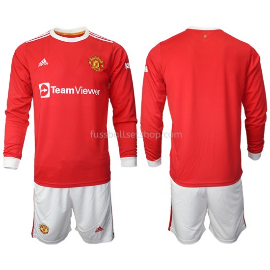 Günstige Fußball Trikotsatz Manchester United Kinder Heimtrikot 2021-2022 Langarm