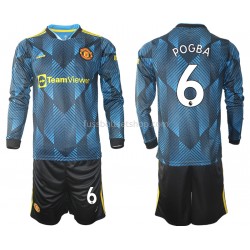Günstige Fußball Trikotsatz Manchester United Paul Pogba 6 Kinder Ausweichtrikot 2021-2022 Langarm