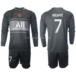 Günstige Fußball Trikotsatz Paris Saint-Germain Kylian Mbappe 7 Kinder Ausweichtrikot 2021-2022 Langarm