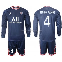 Günstige Fußball Trikotsatz Paris Saint-Germain Sergio Ramos 4 Kinder Heimtrikot 2021-2022 Langarm