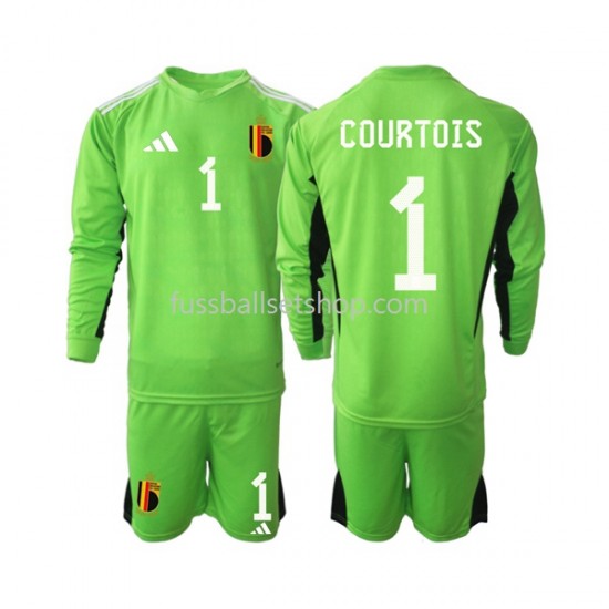 Günstige Fußball Trikotsatz Belgien Courtois 1 Torwart Kinder Heimtrikot 2021-2022 Langarm