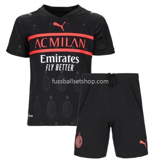Günstige Fußball Trikotsatz AC Milan Kinder Ausweichtrikot 2021-2022 Kurzarm