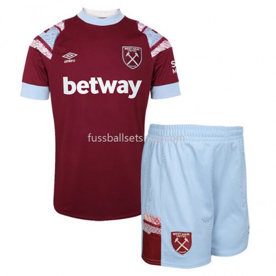 Günstige Fußball Trikotsatz West Ham United Kinder Heimtrikot 2022-2023 Kurzarm