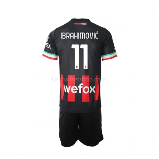 Günstige Fußball Trikotsatz AC Mailand Zlatan Ibrahimovic 11 Kinder Heimtrikot 2022-2023 Kurzarm
