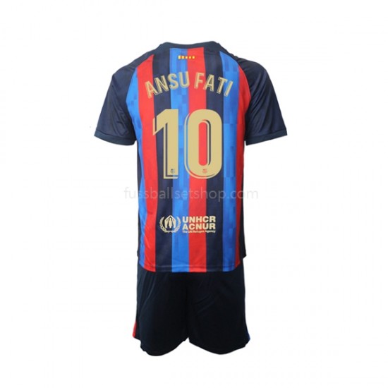 Günstige Fußball Trikotsatz FC Barcelona Ansu Fati 10 Kinder Heimtrikot 2022-2023 Kurzarm