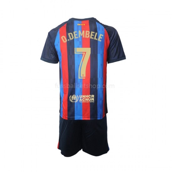 Günstige Fußball Trikotsatz FC Barcelona Ousmane Dembele 7 Kinder Heimtrikot 2022-2023 Kurzarm