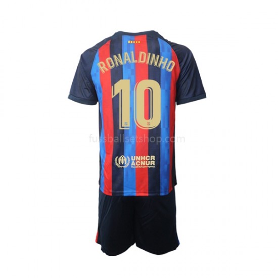Günstige Fußball Trikotsatz FC Barcelona Ronaldinho 10 Kinder Heimtrikot 2022-2023 Kurzarm