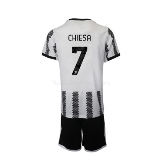 Günstige Fußball Trikotsatz Juventus Turin Chiesa 7 Kinder Heimtrikot 2022-2023 Kurzarm