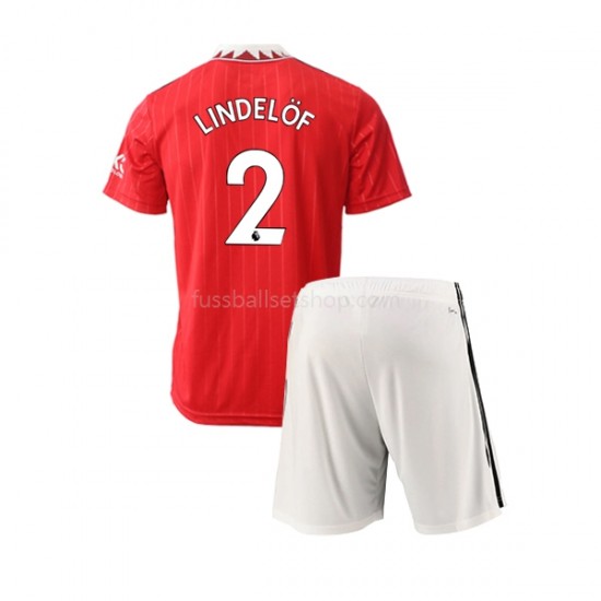 Günstige Fußball Trikotsatz Manchester United Victor Lindelof 2 Kinder Heimtrikot 2022-2023 Kurzarm
